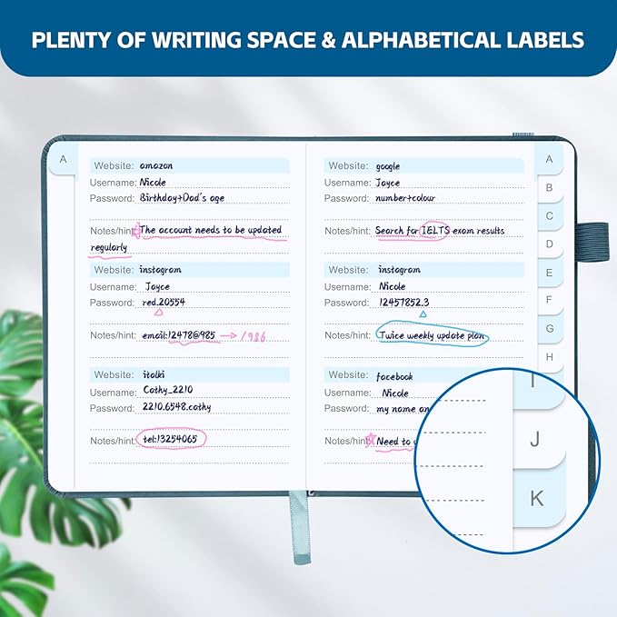 Password Keeper Book with Alphabetical Tabs，4.3"x5.7" Small Password Books - Image 3