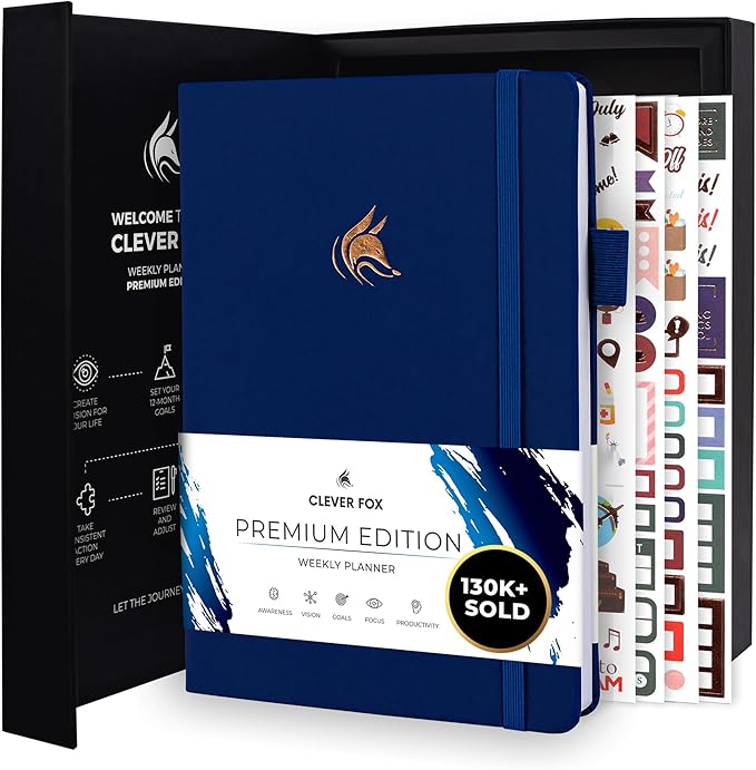 Clever Fox Planner Premium Edition – Undated Luxurious Weekly & Monthly Planner by CleverFox