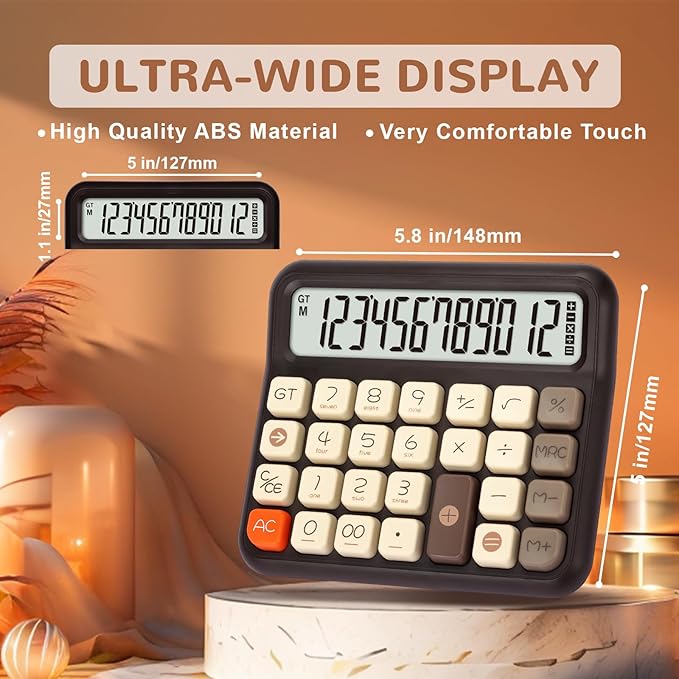 Pendancy Desk Calculator 12 Digit, Retro Cute Basic Calculator - Image 2