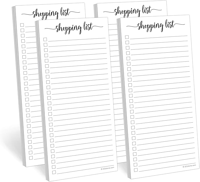 321Done 4-Pack Shopping List Notepad, 3.7x8.5 by 321Done