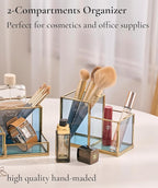 FONDAZZA Gold & Blue Glass Desk Organizer - Image 4