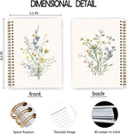 JWVK Vintage Wild Flower Spiral Notebook, Rustic Floral Botanical Notebooks - Image 2