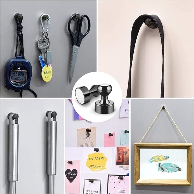 Grtard 48 Pack Black Magnetic Push Pins, Fridge Magnets - Image 6