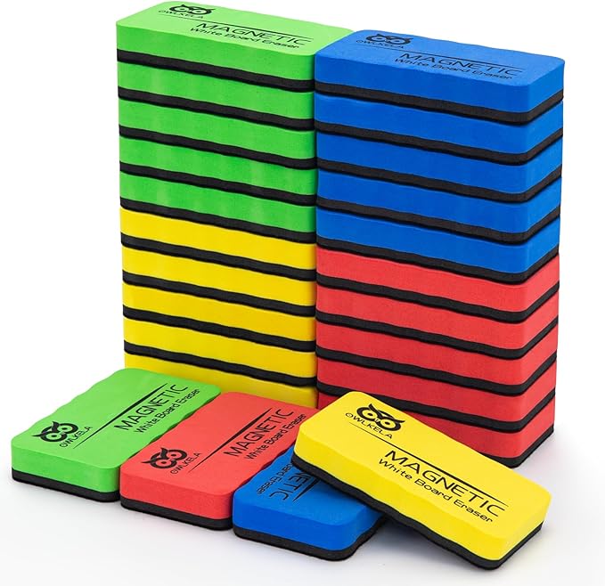 OWLKELA 24 Pack Dry Erase Erasers, Magnetic Whiteboard Eraser by OWLKELA