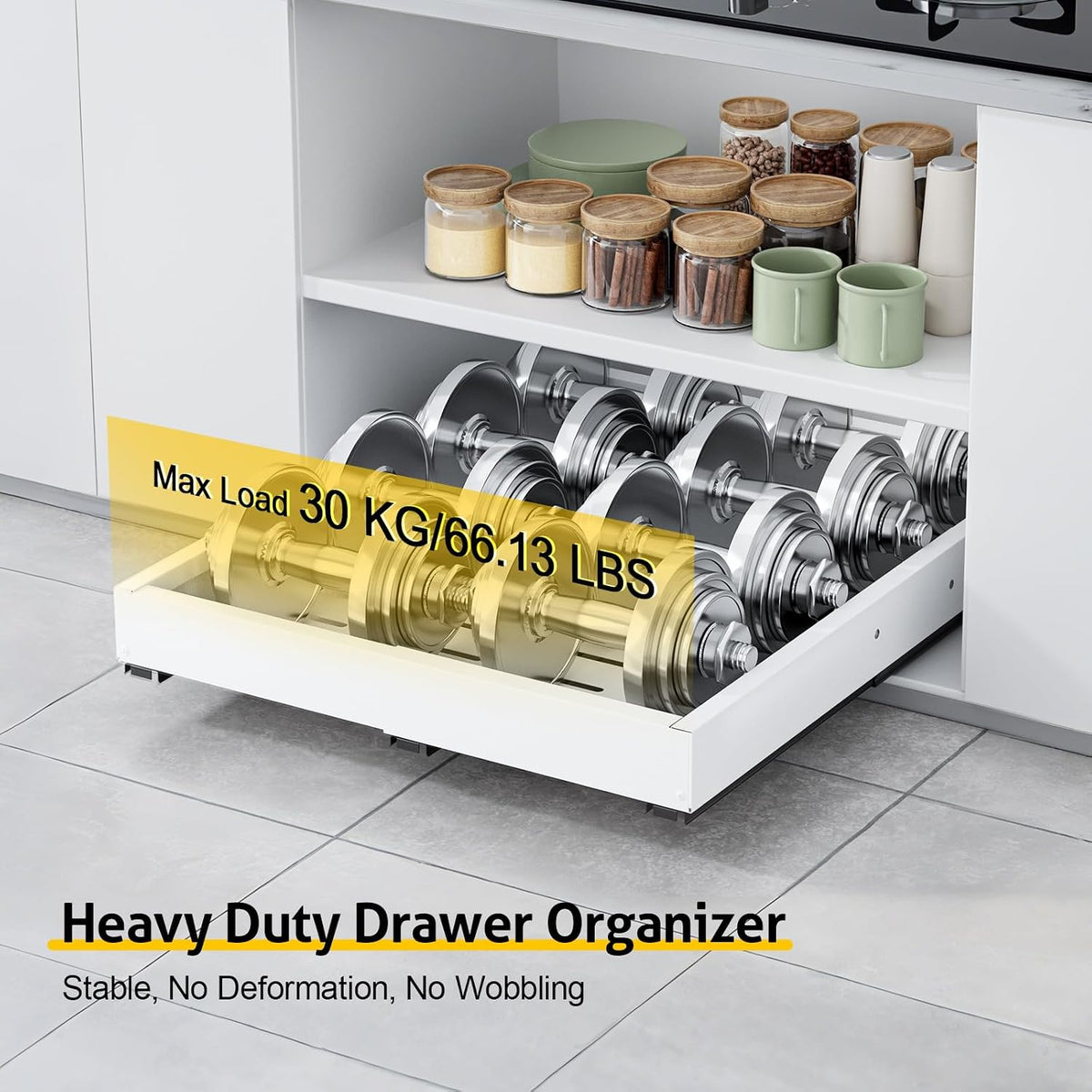 Pull Out Cabinet Organizer, Expandable Width (11.4"-18.9") Depth (1...