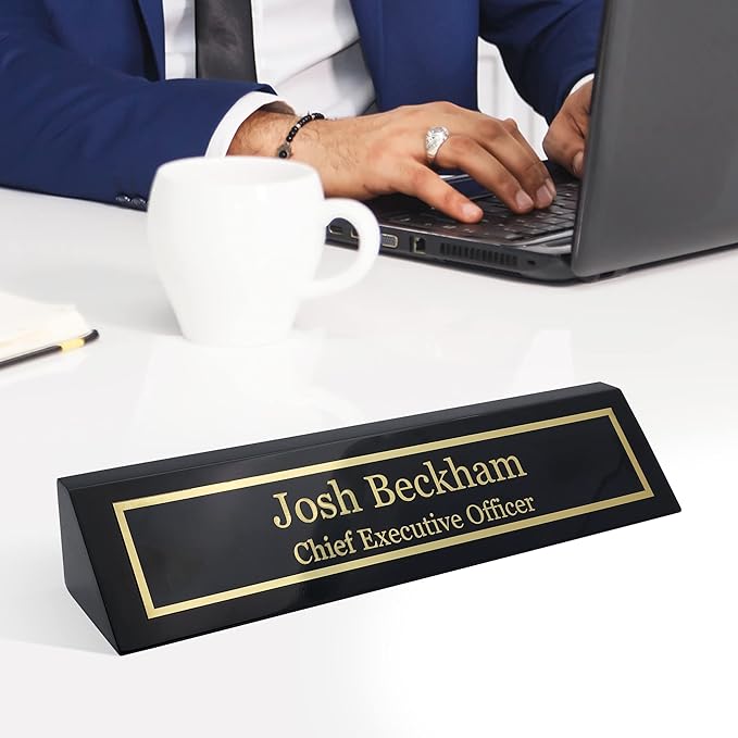 Business Wood Name Plate for Desk | Custom Desk Name Plate Personalized Gift by EngravingInternational