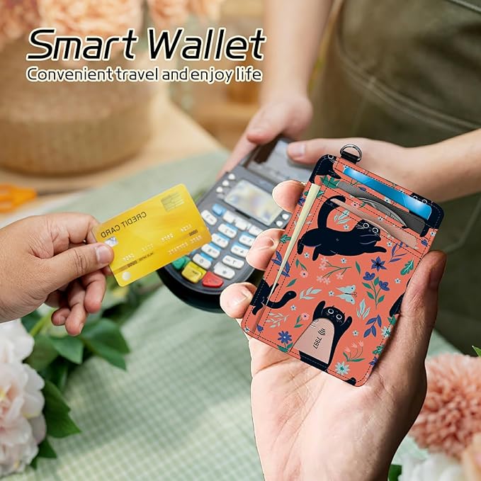BWEGRHE Small Travel Wallets, RFID Blocking PU Leather Credit Card Holder - Image 4