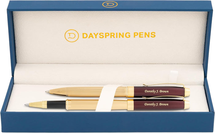 Dayspring Pens Braxton Personalized Ballpoint & Rollerball Set, Red Lacquer
