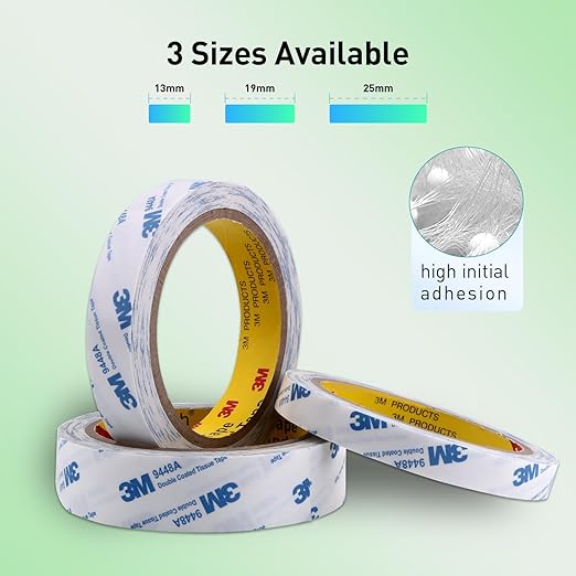 Double Sided Tape 9448A 3/4" x 33Ft Pack of 3 Made of 3M Super Sticky Adhesive - Image 2