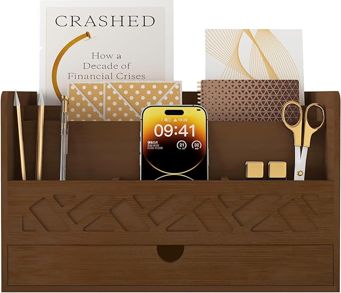 Bamboo Mail Organizer Countertop Desktop by Wisuce