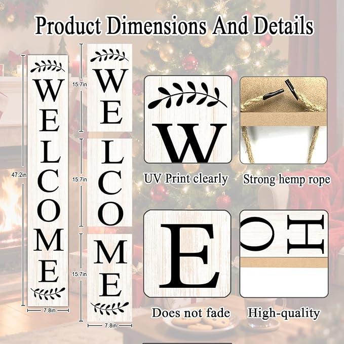 Farmhouse Wooden Merry Christmas Welcome Sign Stand - Image 5