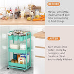 JIUYOTREE 3-Tier Plastic Rolling Storage Cart Utility Cart - Image 5