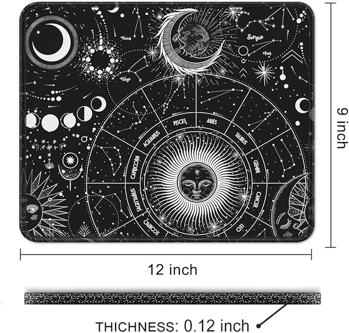 Auhoahsil Mouse Pad, 12 x 10 in Tarot Style Sun Moon Computer Mouse Pad - Image 7
