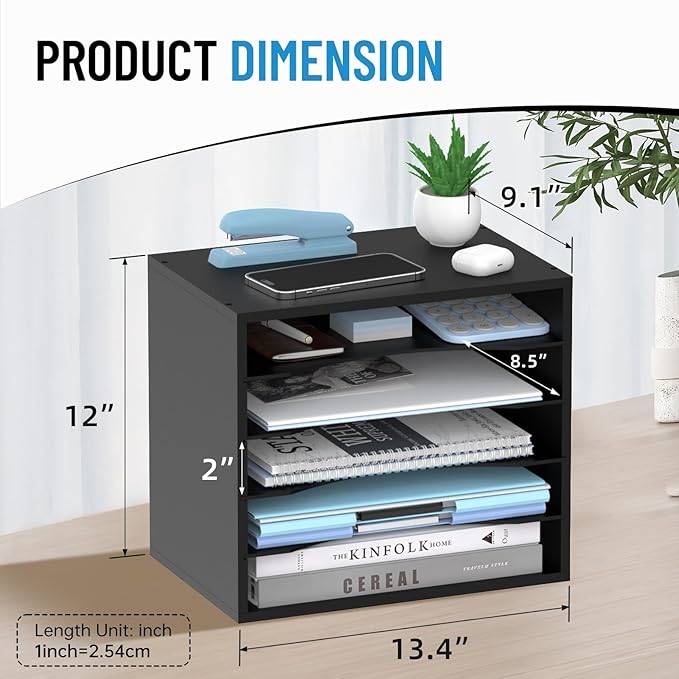 SHARKWOODS 5-Tier Wood Desk Organizer, Paper Tray Organizer - Image 3