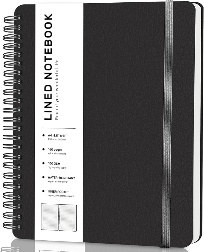 Lined Spiral Journal Notebook, A4 Spiral Notebook, 8.5''×11'' 100GSM Thick by ABERLLS