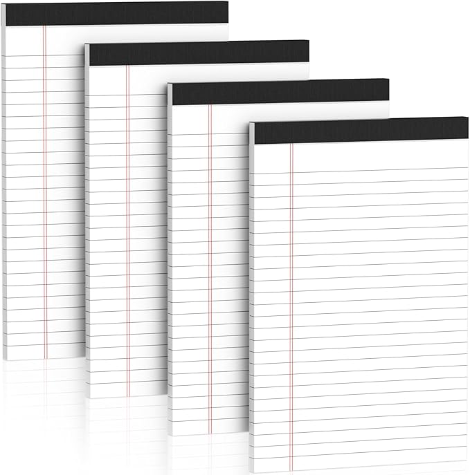 Nichela 5" x 8" Note Pads 4 Pack of Legal Pads 21lb Notepad College Ruled Legal by Nichela