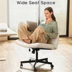 PUKAMI Criss Cross Chair with Wheels, Fabric Padded Armless Cross Legged Office - Image 3