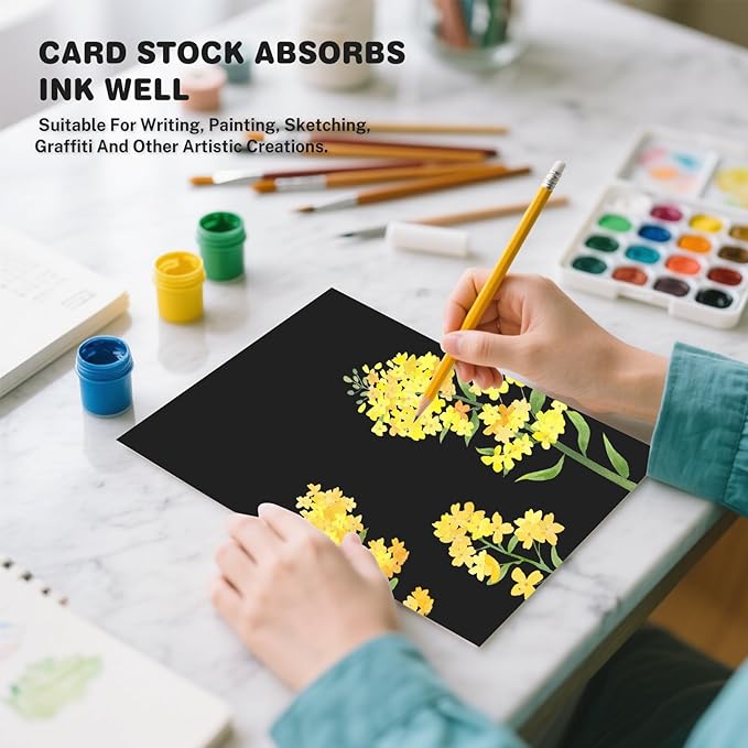 Cardstock 8.5 X 11, 40 Sheets Black Card Stock, 75lb/ 200gsm Copy Paper - Image 6