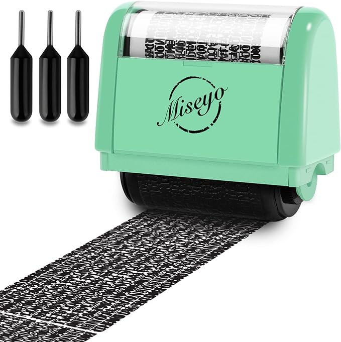 Miseyo Wide Identity Theft Protection Roller Stamp Set by Miseyo