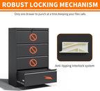 4 drawer lateral file cabinet with lock black showing dimensions
