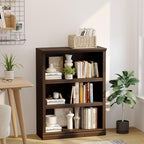 blini 3-Shelf Bookcase Wooden Bookshelves Dark Cherry 33in Wide Floor Standing - Image 2