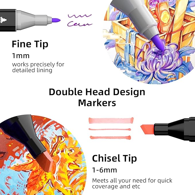 HOMESILMO 80 color alcohol permanent art mark, fine chiseled double pointed - Image 2