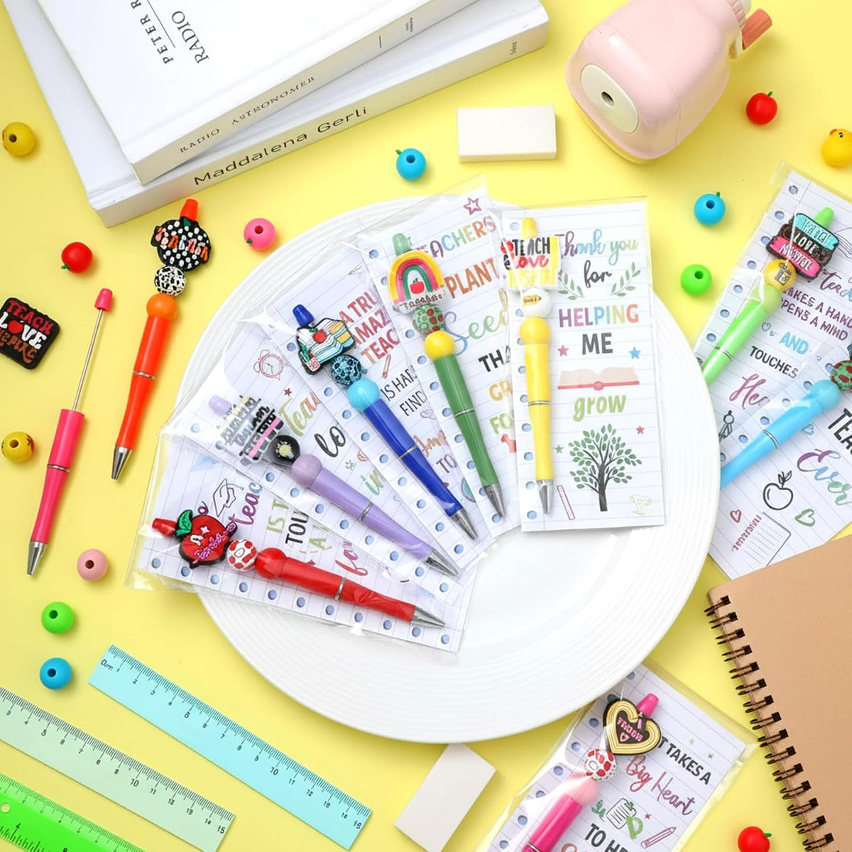 50 Sets Teacher Pen Kits: Teacher DIY Refillable Beadable Pens Set