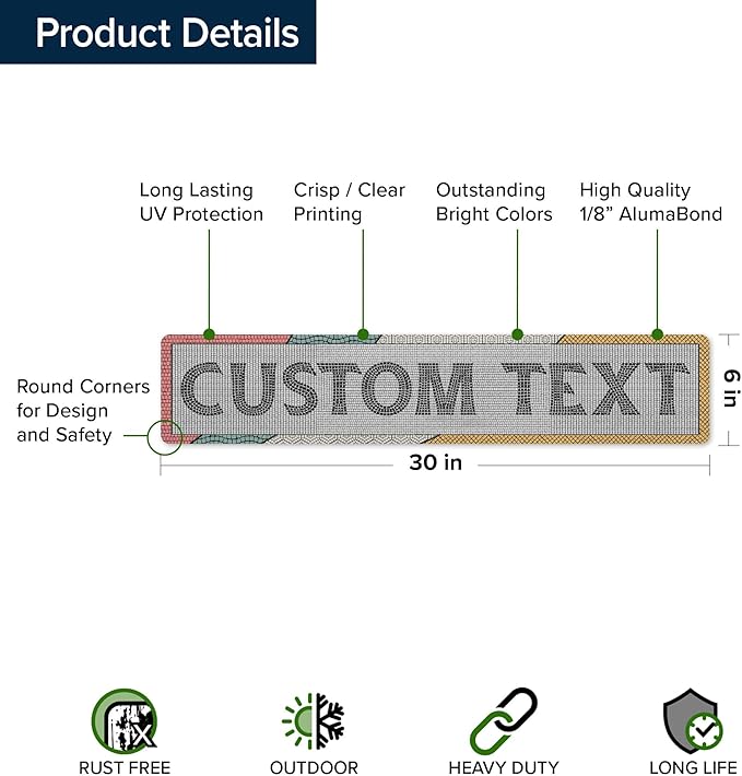 Custom Sign, Custom Street Sign, 11 Font Colors, 13 Font Styles, 4 Hole Options - Image 6