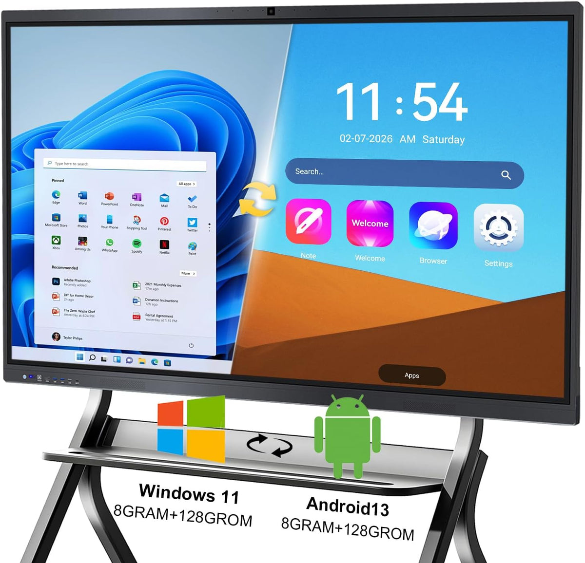 Smart Board,65" Smart Board for Classroom Office Home, 4K UHD Touch Scre...