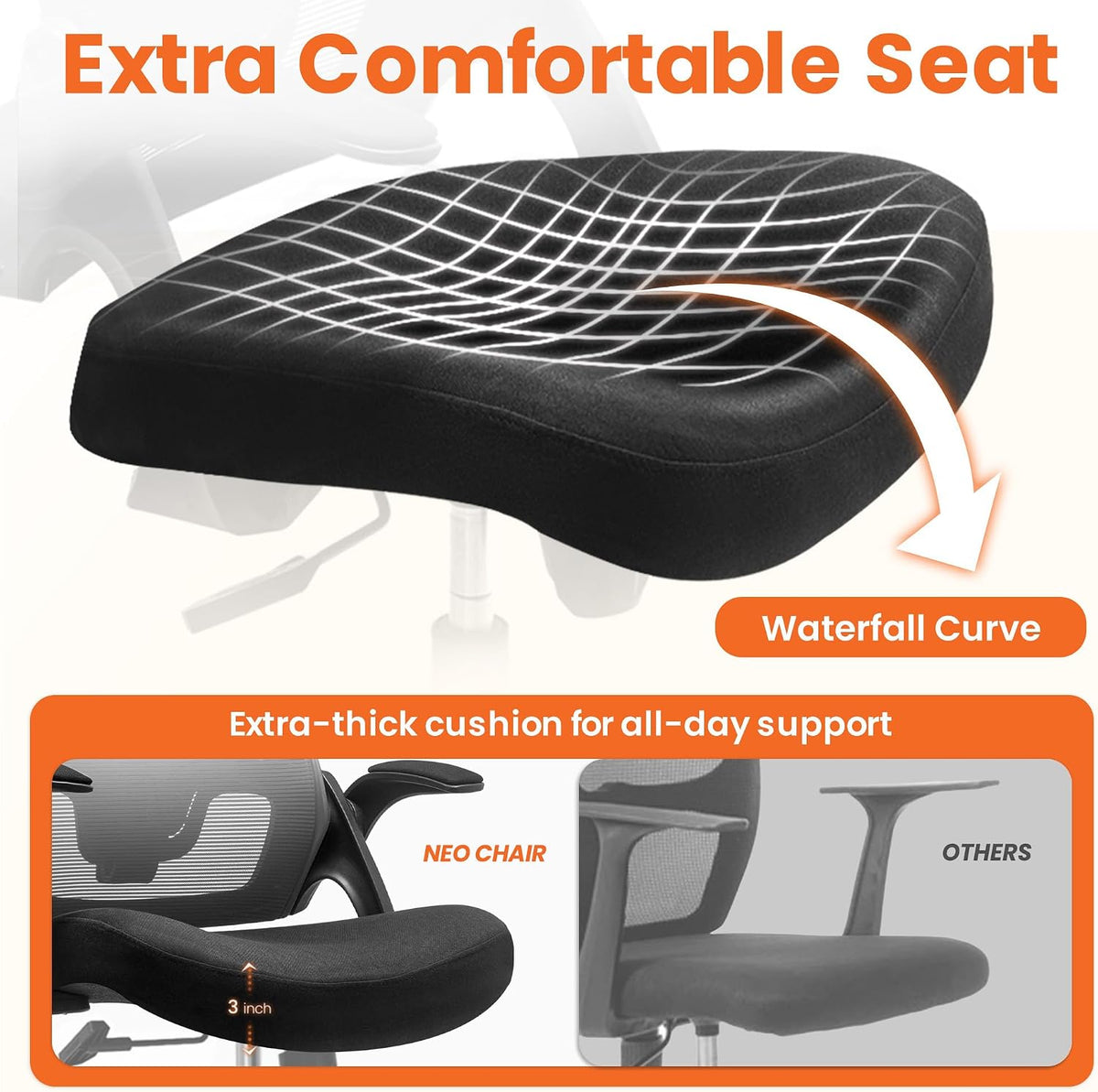 neo chair office desk chair high back mesh, side view