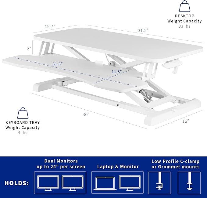 VIVO 32 inch Desk Converter, K Series, Height Adjustable Sit to Stand Riser - Image 3