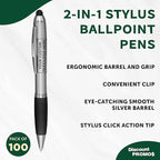 DISCOUNT PROMOS Custom Stylus Ballpoint Pens Set of 100, Personalized Bulk Pack - Image 3