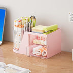 Marbrasse Desk Organizer with 2 Drawer, 360°Rotating Pen Holder, Desk - Image 4