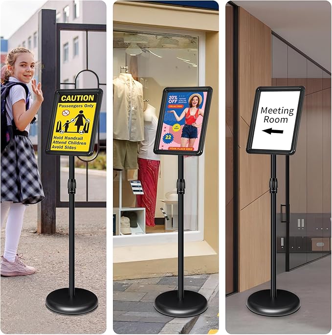 INNOVSIGN 6Packs Adjustable Pedestal Sign Holder Stand 8.5''x11'', Floor - Image 9