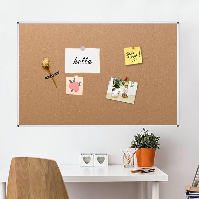 VIZ-PRO Large Cork Bulletin Board, 60 X 48 Inches, Wall-Mounted Corkboard - Image 7
