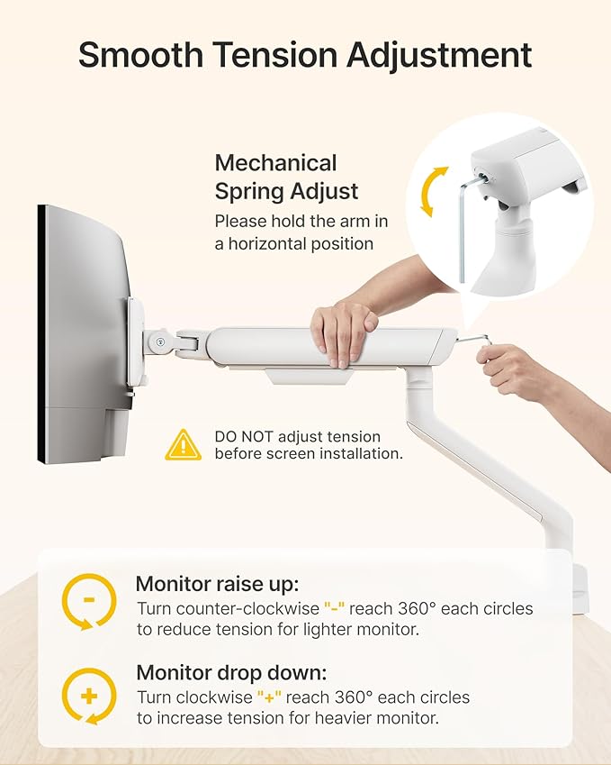 monTEK Single Monitor Arm, Mechanical Spring Monitor Arm - Image 9