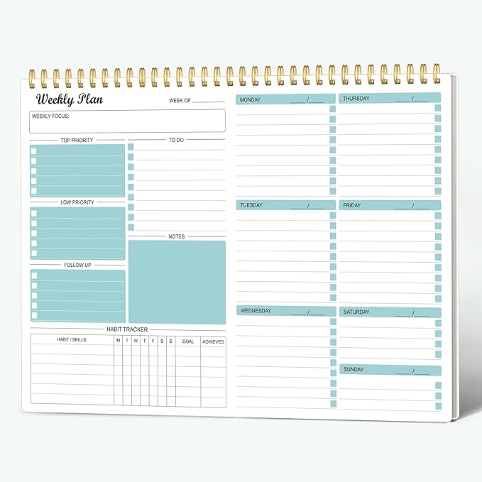 Weekly Planner Notepad Undated Weekly Goals Schedule Planner To Do List by RegoldenBook