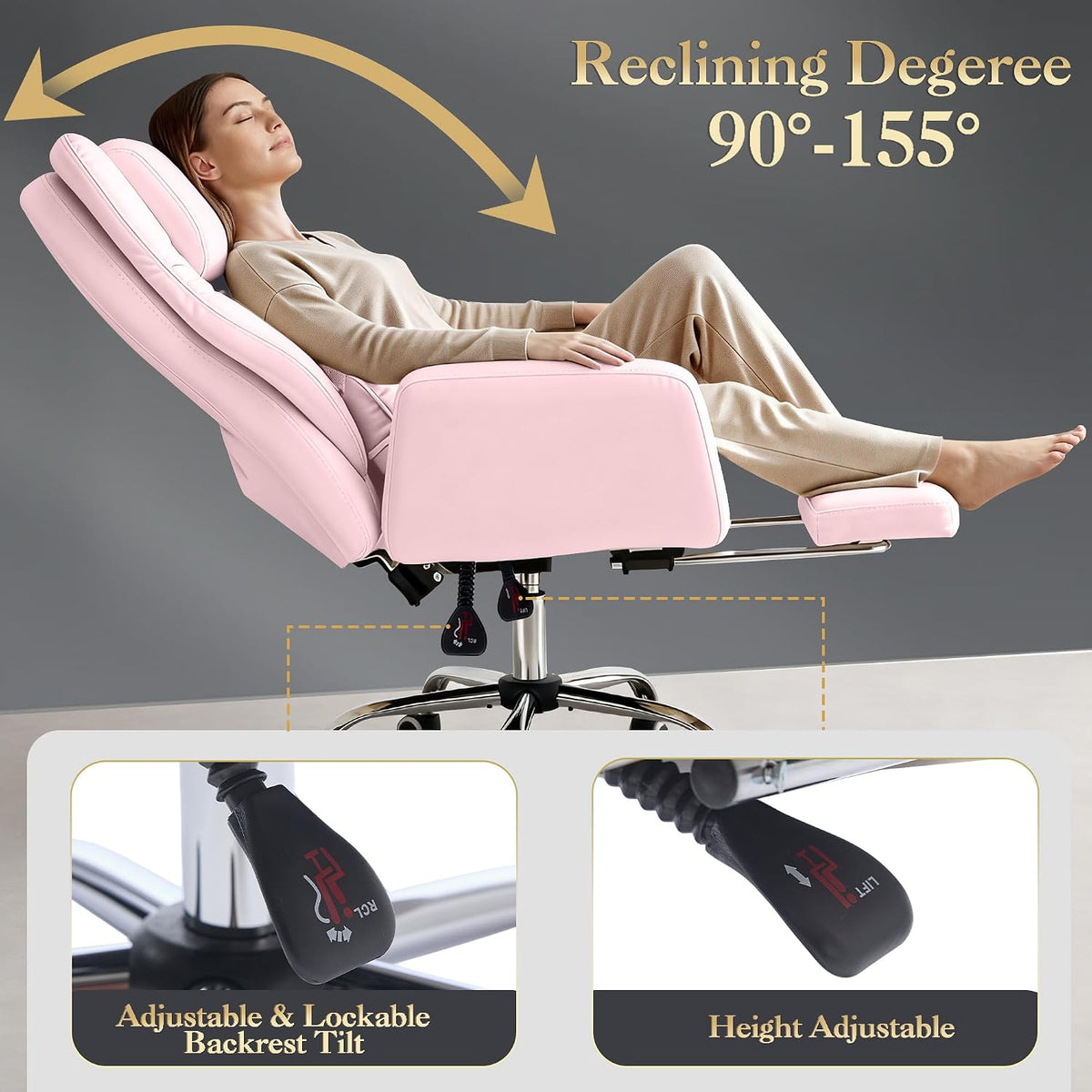 Cross Legged Office Chair with Adjustable Armrests & Headrest