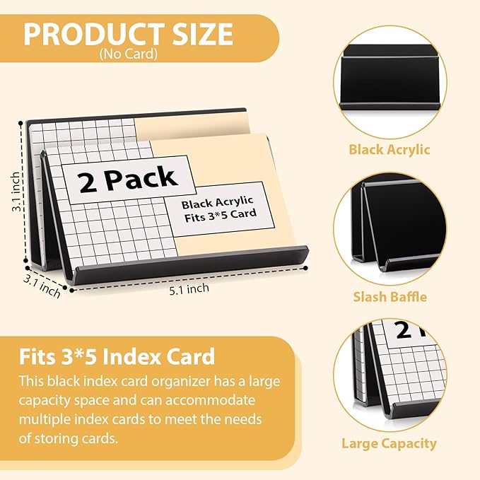 2 Pack 3x5 Index Card Display Holder Acrylic Cards Holder Stand Acrylic - Image 2
