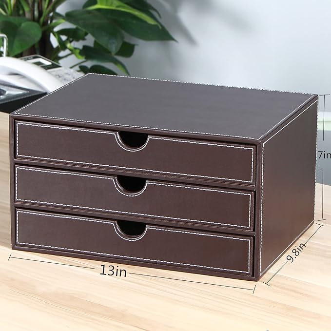 RHCSZ Stackable 3-Drawer Desk Organizer, Executive Office Supplies Desktop - Image 3