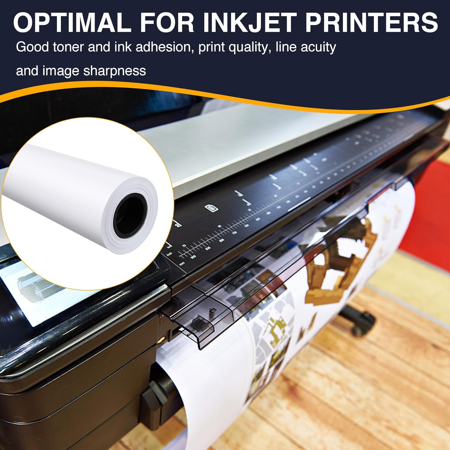 VOISEN Wide Format Paper,6 Rolls Plotter Paper 24 In x 150 Ft, CAD Bond Rolls,20lb,Bond Paper on 2" Core for CAD Printing on Wide Format Ink Jet Printers