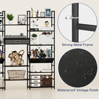NUMENN Triple Wide 6 Tier Bookshelf, Adjustable Rustic Industrial Style Book - Image 7