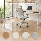 Tempered Glass Chair Mat for Carpet, 30"x42" Clear Floor Mat | Office Chair Mat for Rolling Chairs Carpet & Tile Floor with Rounded and Polished Edges, Noise-Free Gliding Shatterproof
