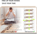 4NM No Assembly 6 Tiers Folding Bookshelf Storage Shelves Vintage Bookcase - Image 7