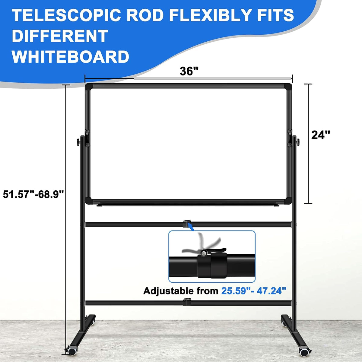 Max-officoo 36"x24" Double-Sided Mobile Whiteboard and Cork Boards ...
