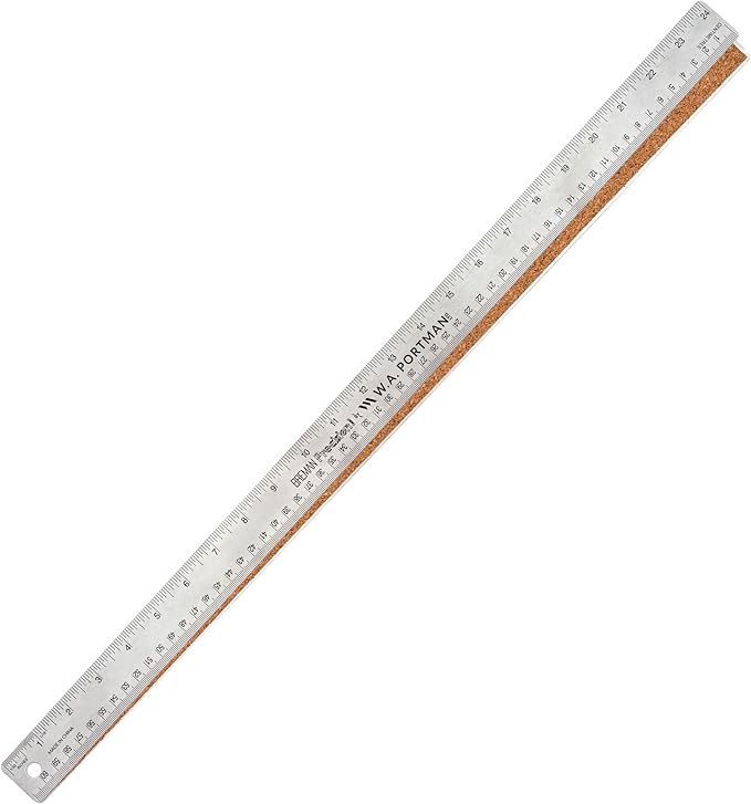Breman Precision Metal Ruler 24 Inch Cork Back – Stainless Steel Straight Edge by WAPortman