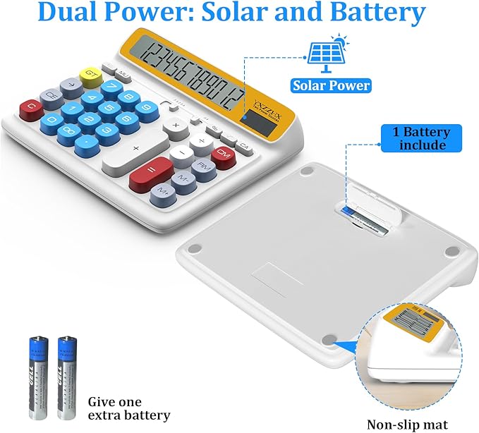Desktop Calculator with Extra Large 5-Inch LCD Display, 12-Digit Two Way Power - Image 6