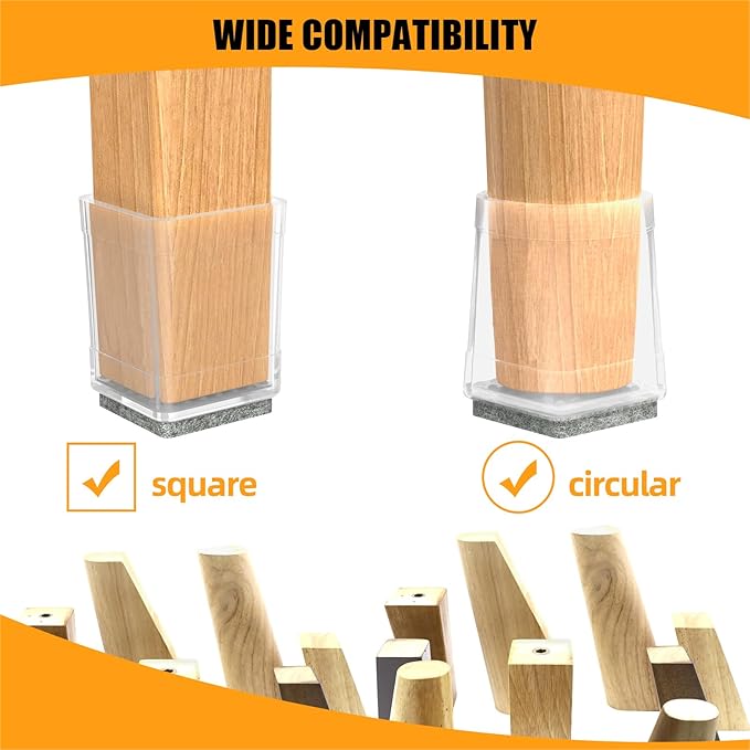 Clear Square Chair Leg Protector - Image 3