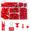 200 Pieces Push Pins, 5 Style Red Thumb Tacks Decorative Push Pins by BESARME