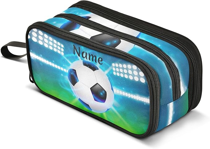 BOENLE Custom Soccer Ball on Field Pencil Case Box Boys Girls Personalized Name by BOENLE-WELCOMEYOURCOMING